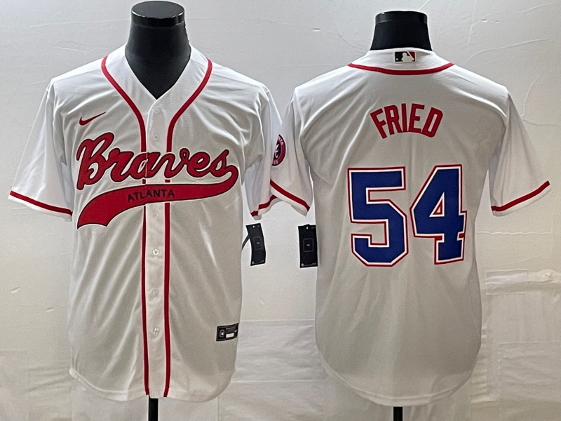 Men's Atlanta Braves Max Fried #54 White Jersey Joint Edition